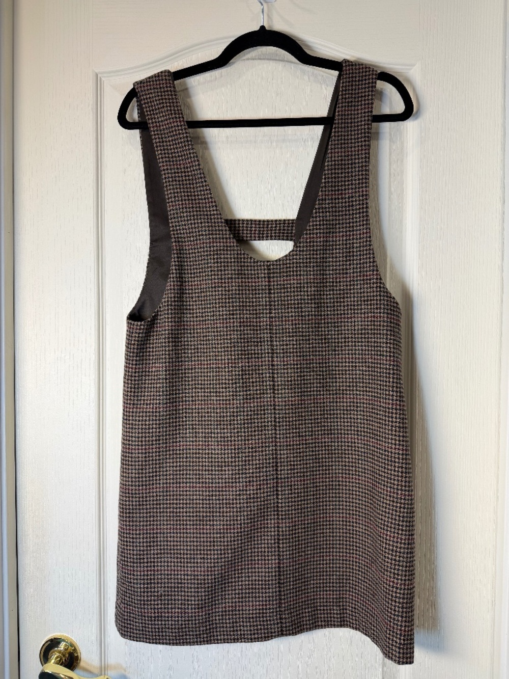 Icône Simons Houndstooth Pinafore Dress Brown Recycled Fibres Preppy Fall Size S